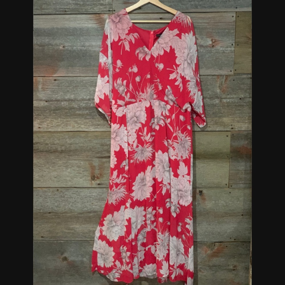 Lane Bryant Red Floral Kimono Dress